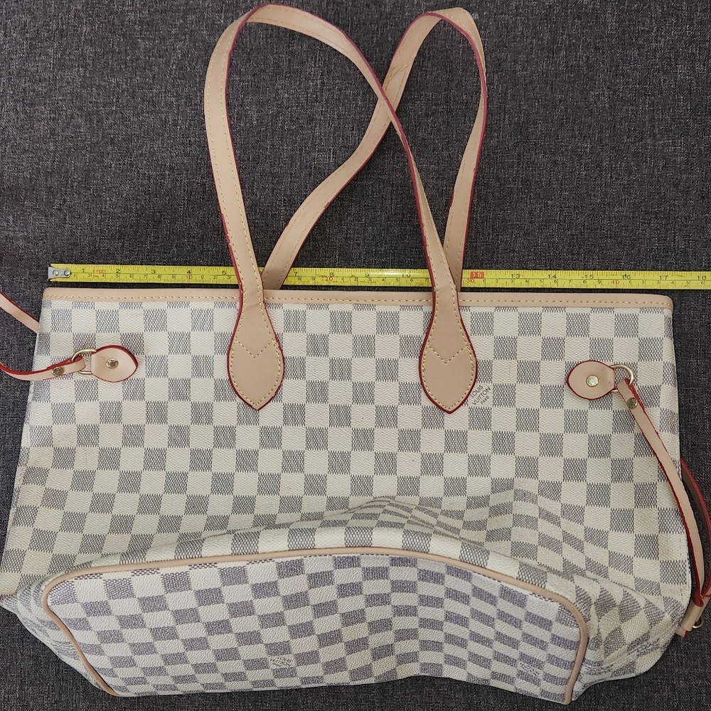 Checkered Tote Bag - Cream and Gray